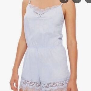 Topshop Lydia Feminine Cutwork Fairycore Blue Lace Trim Sleep Romper Size 12